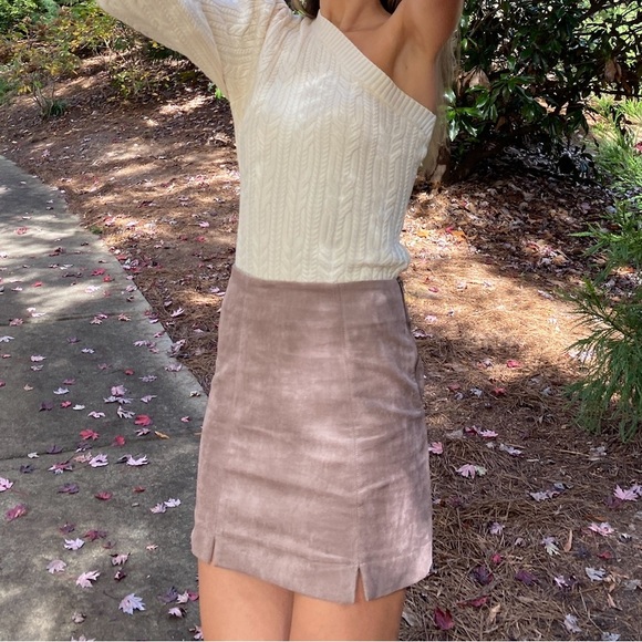 She and Sky Taupe Suede Skirt - Picture 2 of 7